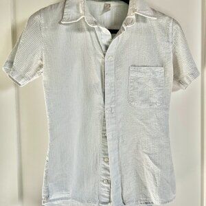 American Apparel Blue & White Seersucker Button Down Shirt – XXS